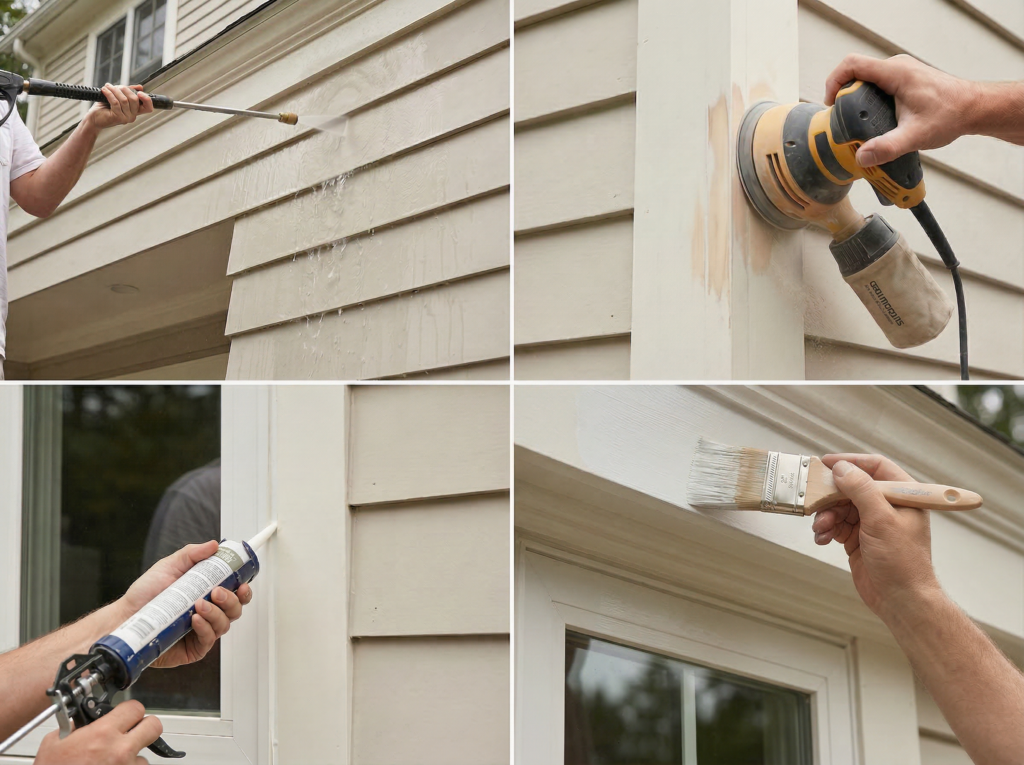 Exterior painting prep sequence in Fairfield County CT by L&E Together Solutions